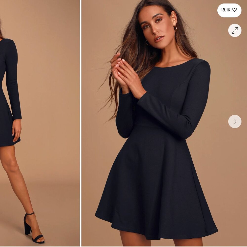 BRAND NEW - HOLIDAY DRESS Forever Chic Black Long Sleeve Dress